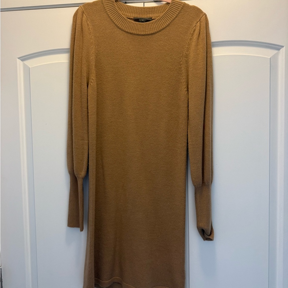 French Connection Camel Knit Long Sleeve Sweater Dress